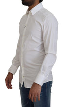 White Cotton Slim Fit Formal Dress GOLD Shirt Dolce & Gabbana