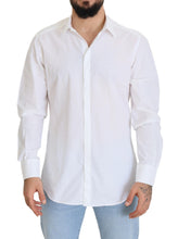 White Cotton Slim Fit Formal Dress GOLD Shirt Dolce & Gabbana