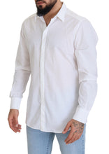 White Cotton Slim Fit Formal Dress GOLD Shirt Dolce & Gabbana