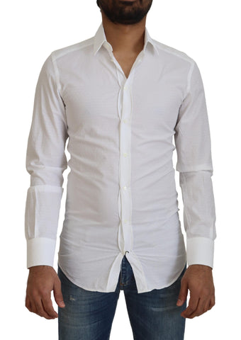 White Cotton Slim Fit Formal Dress GOLD Shirt Dolce & Gabbana