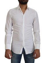 White Cotton Slim Fit Formal Dress GOLD Shirt Dolce & Gabbana