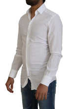 White Cotton Slim Fit Formal Dress GOLD Shirt Dolce & Gabbana