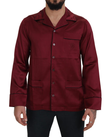 Red Silk Lounge Top Pajama Sleepwear Shirt Dolce & Gabbana