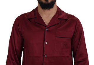 Red Silk Lounge Top Pajama Sleepwear Shirt Dolce & Gabbana