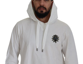 White Cotton Hooded Sweatshirt Sweater Dolce & Gabbana