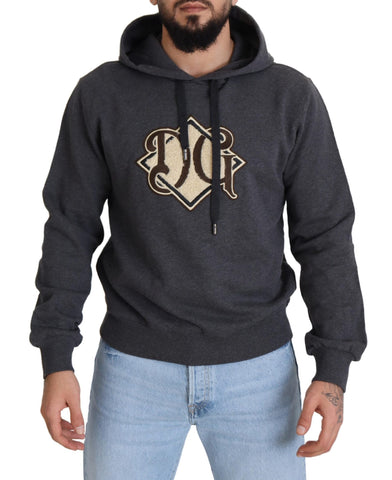 Gray Logo Cotton Hooded Sweatshirt Sweater Dolce & Gabbana
