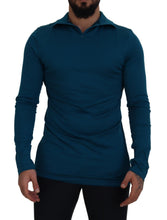 Blue Cotton Collared Slim Pullover Sweater Dolce & Gabbana