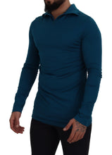 Blue Cotton Collared Slim Pullover Sweater Dolce & Gabbana