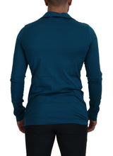 Blue Cotton Collared Slim Pullover Sweater Dolce & Gabbana