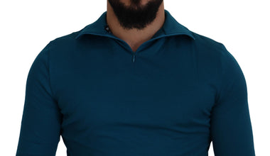 Blue Cotton Collared Slim Pullover Sweater Dolce & Gabbana