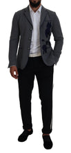 Gray Wool Roses Slim Fit Jacket Blazer Dolce & Gabbana
