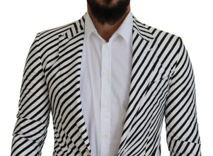 White Black Striped Slim Fit Jacket Blazer Dolce & Gabbana