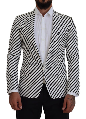 White Black Striped Slim Fit Jacket Blazer Dolce & Gabbana