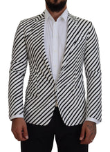 White Black Striped Slim Fit Jacket Blazer Dolce & Gabbana