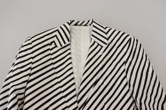 White Black Striped Slim Fit Jacket Blazer Dolce & Gabbana