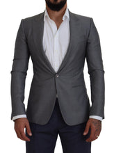 Gray Wool Silk Slim Fit Jacket Blazer Dolce & Gabbana