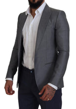 Gray Wool Silk Slim Fit Jacket Blazer Dolce & Gabbana