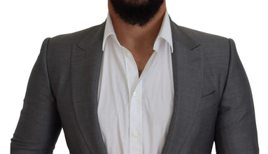 Gray Wool Silk Slim Fit Jacket Blazer Dolce & Gabbana