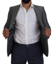 Gray Wool Silk Slim Fit Jacket Blazer Dolce & Gabbana