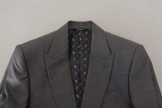 Gray Wool Silk Slim Fit Jacket Blazer Dolce & Gabbana