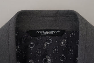 Gray Wool Silk Slim Fit Jacket Blazer Dolce & Gabbana
