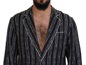 Blue Striped Silk Pajama Shirt Jacket Dolce & Gabbana