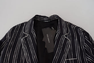 Blue Striped Silk Pajama Shirt Jacket Dolce & Gabbana