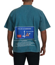 Blue Logo Print Crewneck Cotton T-shirt Dolce & Gabbana