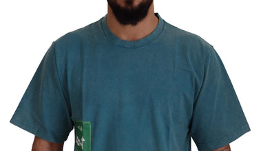 Blue Logo Print Crewneck Cotton T-shirt Dolce & Gabbana