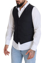 Black Wool Stretch Waistcoat Formal Vest Dolce & Gabbana