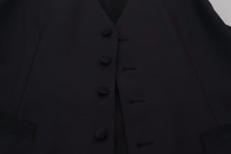 Black Wool Stretch Waistcoat Formal Vest Dolce & Gabbana