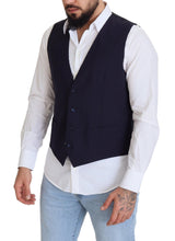 Dark Blue Wool Stretch Waistcoat Formal Vest Dolce & Gabbana