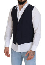 Dark Blue Wool Stretch Waistcoat Formal Vest Dolce & Gabbana