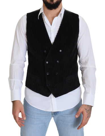 Black Cotton Double Breasted Waistcoat Vest Dolce & Gabbana