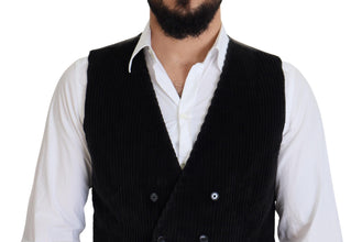 Black Cotton Double Breasted Waistcoat Vest Dolce & Gabbana