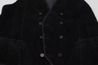 Black Cotton Double Breasted Waistcoat Vest Dolce & Gabbana