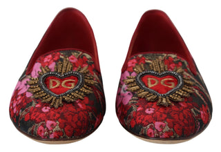 Multicolor Jacquard Sacred Heart Patch Slip On Shoes Dolce & Gabbana