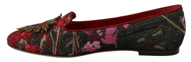 Multicolor Jacquard Sacred Heart Patch Slip On Shoes Dolce & Gabbana