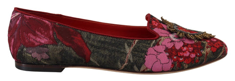 Multicolor Jacquard Sacred Heart Patch Slip On Shoes Dolce & Gabbana