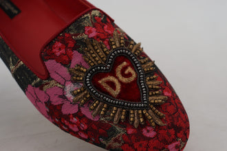 Multicolor Jacquard Sacred Heart Patch Slip On Shoes Dolce & Gabbana