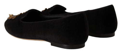 Black DG Sacred Heart Patch Slip On Flat Shoes Dolce & Gabbana