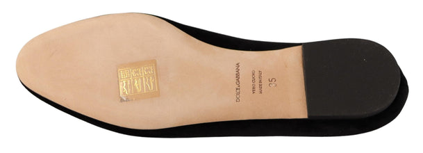 Black DG Sacred Heart Patch Slip On Flat Shoes Dolce & Gabbana