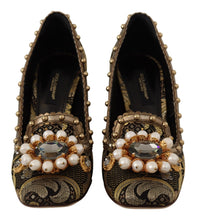 Gold Crystal Square Toe Brocade Pumps Shoes Dolce & Gabbana