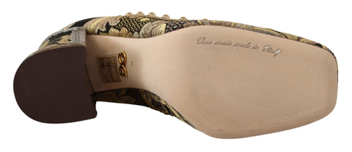 Gold Crystal Square Toe Brocade Pumps Shoes Dolce & Gabbana