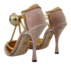 Pink Crystal T-strap Heels Pumps Shoes Dolce & Gabbana