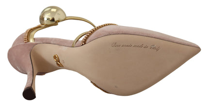 Pink Crystal T-strap Heels Pumps Shoes Dolce & Gabbana