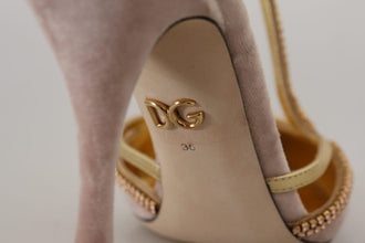 Pink Crystal T-strap Heels Pumps Shoes Dolce & Gabbana