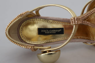 Pink Crystal T-strap Heels Pumps Shoes Dolce & Gabbana