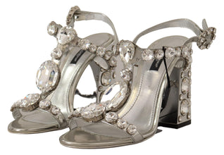 Silver Crystals Strap Buckle High Heel Sandals Dolce & Gabbana