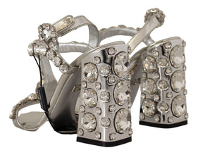 Silver Crystals Strap Buckle High Heel Sandals Dolce & Gabbana